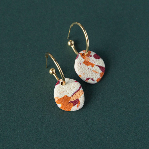 Terrazzo Clay Hoop Earrings | Berry and Peach
