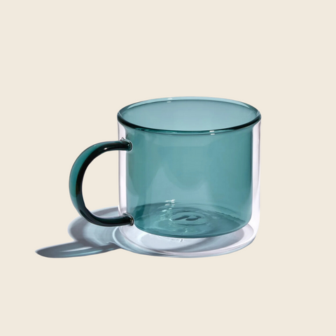 Double Walled Glass Mug | Teal Green