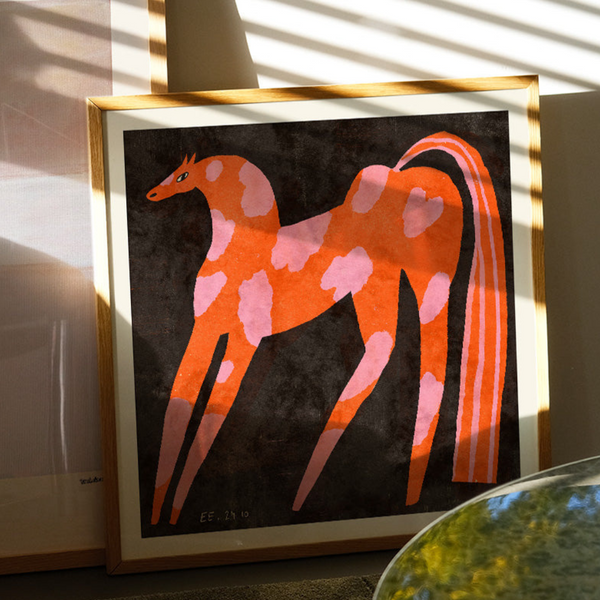 Strawberry Horse Print | 50 x 50cm