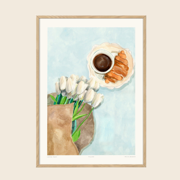 Tulips and Croissant Print | 30 x 40cm