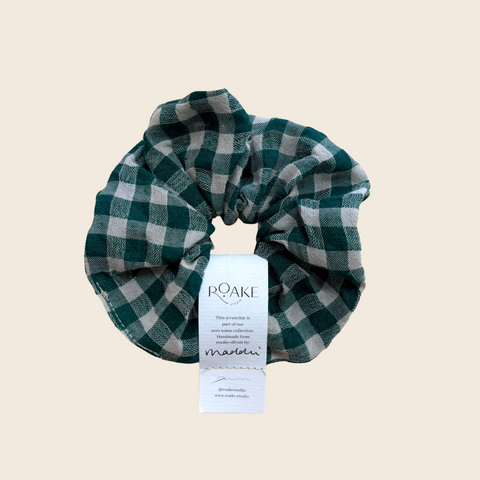 The Rosheen Zero Waste Scrunchie | Bottle Green Gingham