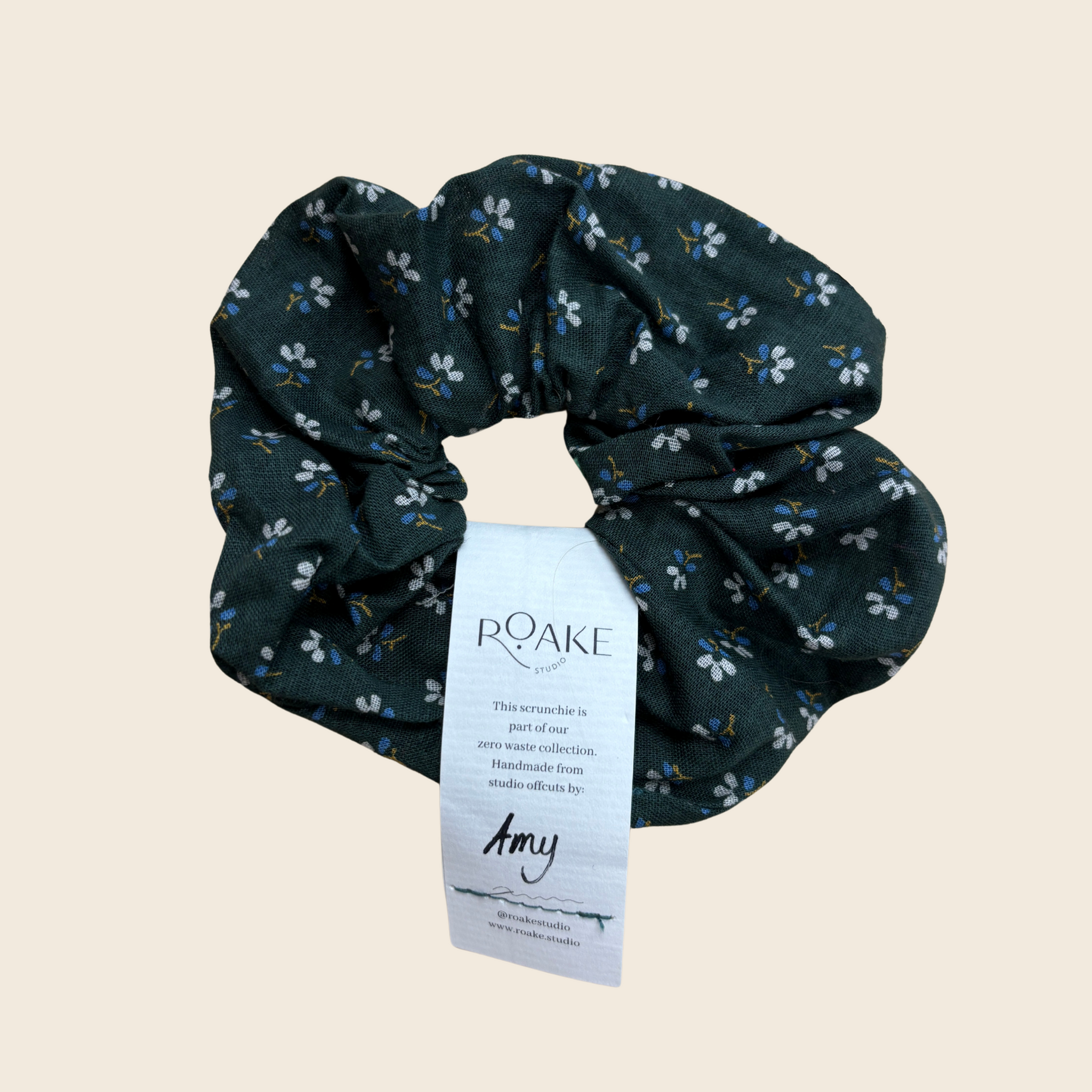 The Rosheen Zero Waste Scrunchie | Ditsy Green Floral