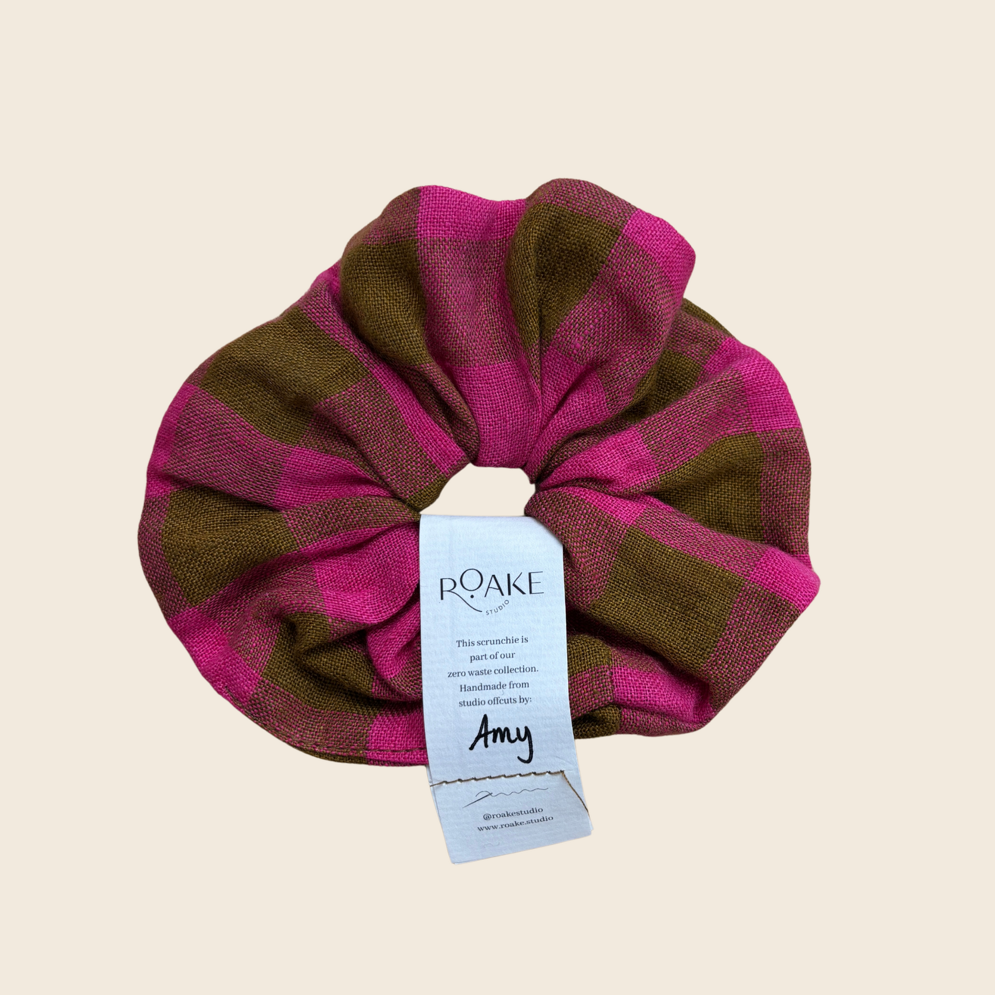 The Rosheen Zero Waste Scrunchie | Raspberry Chocolate Check