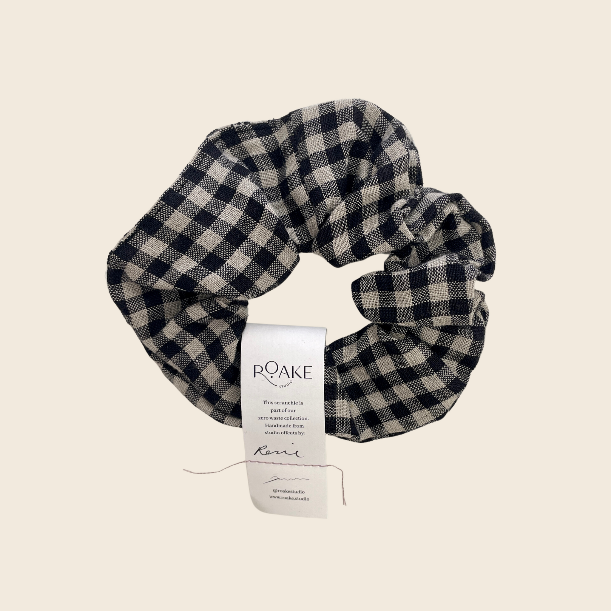 The Rosheen Zero Waste Scrunchie | Black and White Check