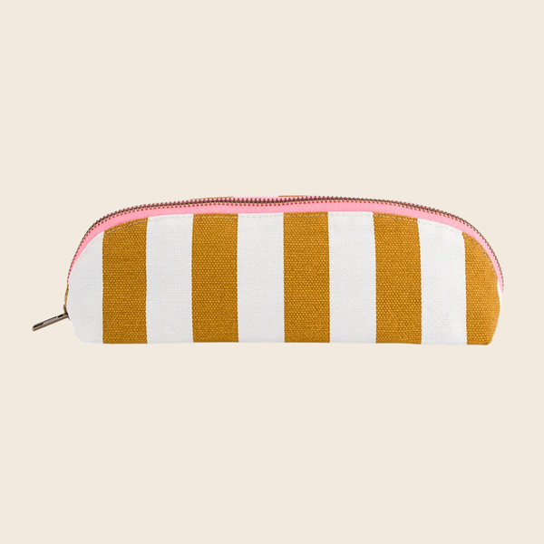 Cotton Pencil Case | Caramel Stripe