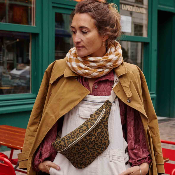 Cotton Crossbody Bag | Olive Leopard Print