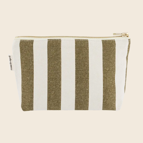 Cotton Toiletry Bag | Olive Stripe