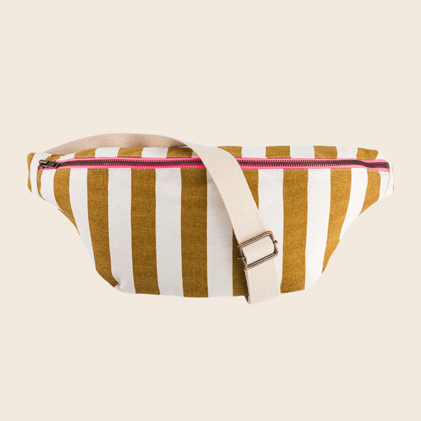 Cotton Crossbody Bag | Caramel Stripe