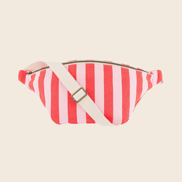 Cotton Crossbody Bag | Red and Pink Stripe