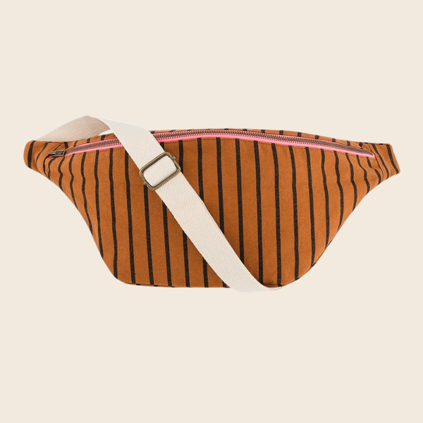 Cotton Crossbody Bag | Ginger and Black Stripe