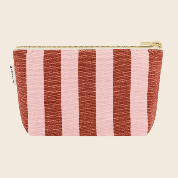 Cotton Toiletry Bag | Brick Red and Pink