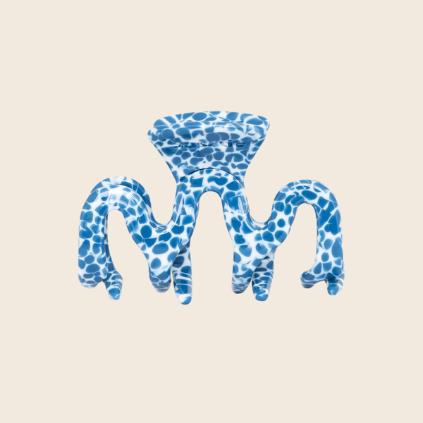 Small Wave Hair Claw | Denim Dot