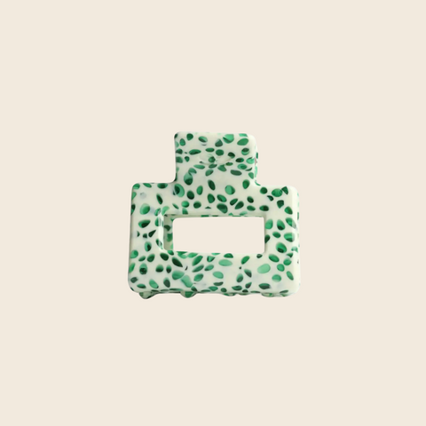 Mini Hair Claw Clip | Green Dot