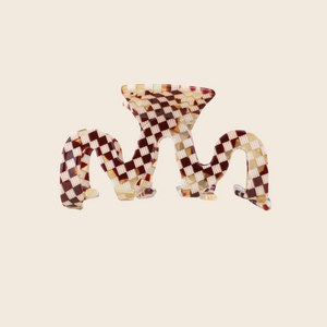 Medium Wave Hair Claw | Caramel Check