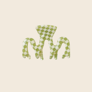 Small Wave Hair Claw | Green Check