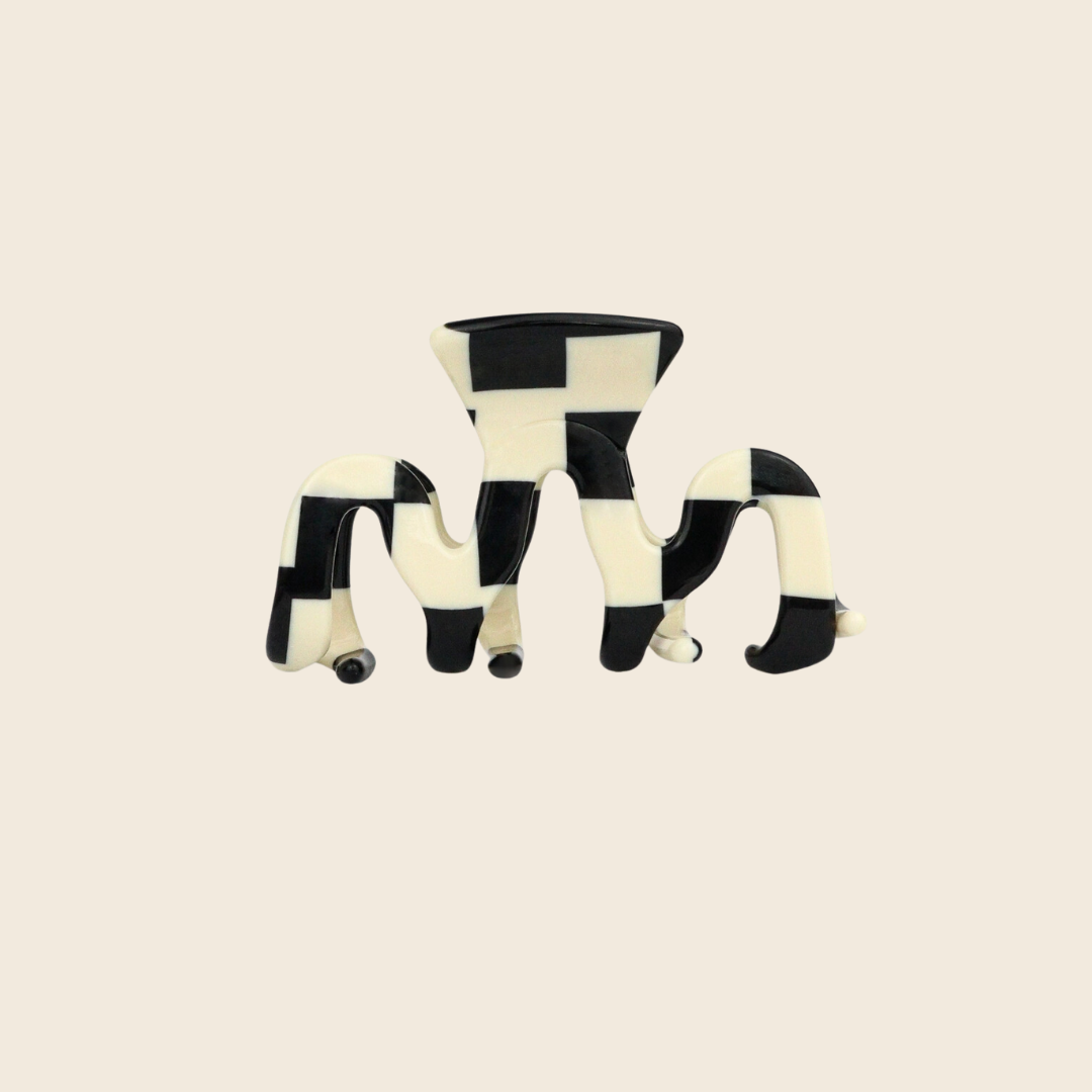 Small Wave Hair Claw | Monochrome Check