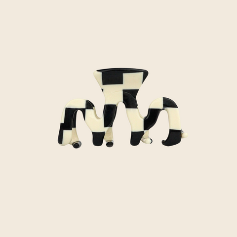 Small Wave Hair Claw | Monochrome Check