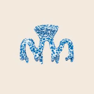 Small Wave Hair Claw | Denim Dot