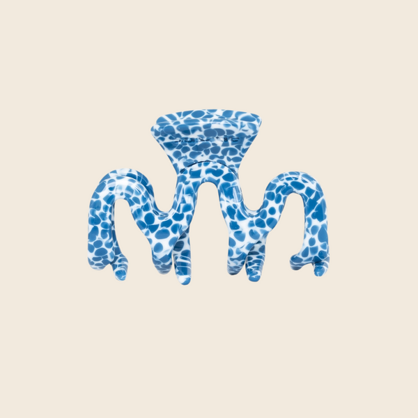 Small Wave Hair Claw | Denim Dot