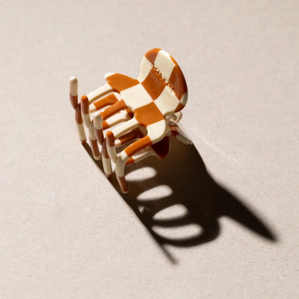 Small Hair Claw | Hazel Checkerboard