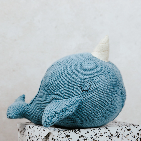 Hand Knitted Stuffed Narwhal Toy