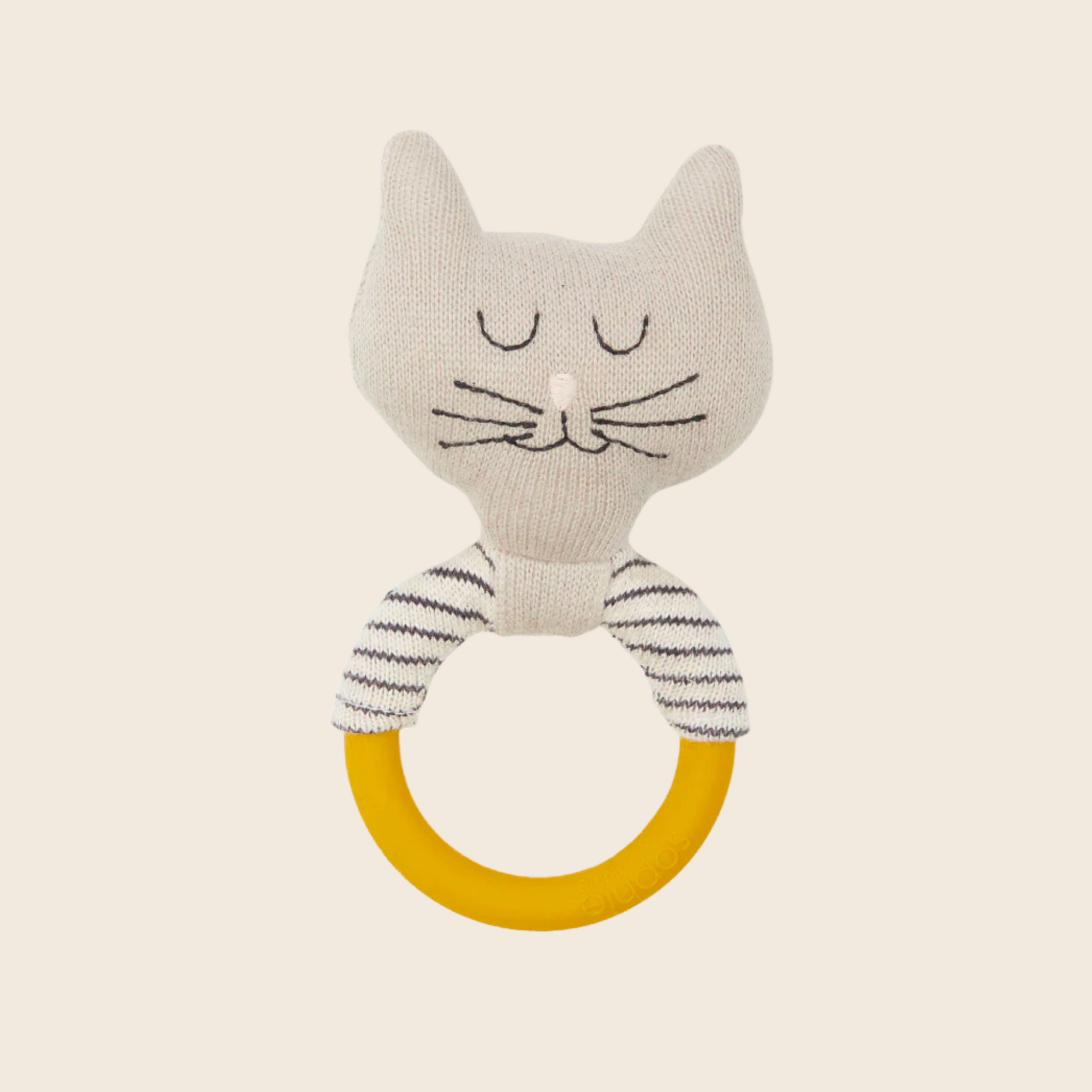Cotton Knit Cat Teething Rattle by Sophie Home