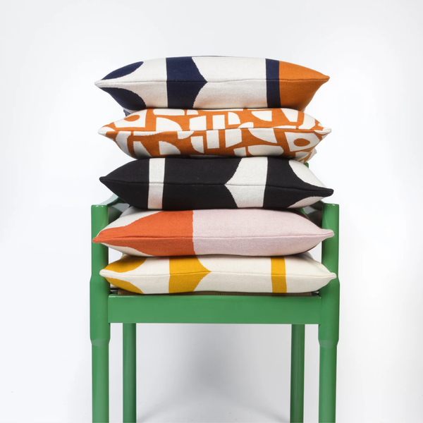 Bruten Cotton Knit Cushion | Orange and Burgundy