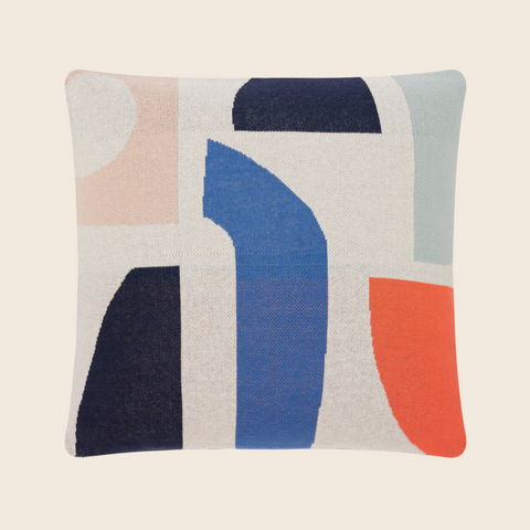 Bruten Cotton Knit Cushion | Blue and Pink Multi