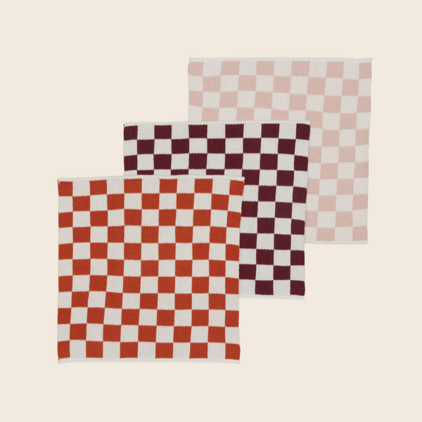 Checkered Cotton Knit Reusable Dishcloths