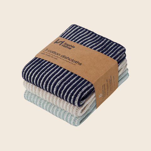 Striped Cotton Knit Reusable Dishcloths