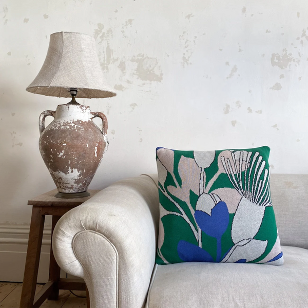 Bud Cotton Knit Cushion | Green Mix
