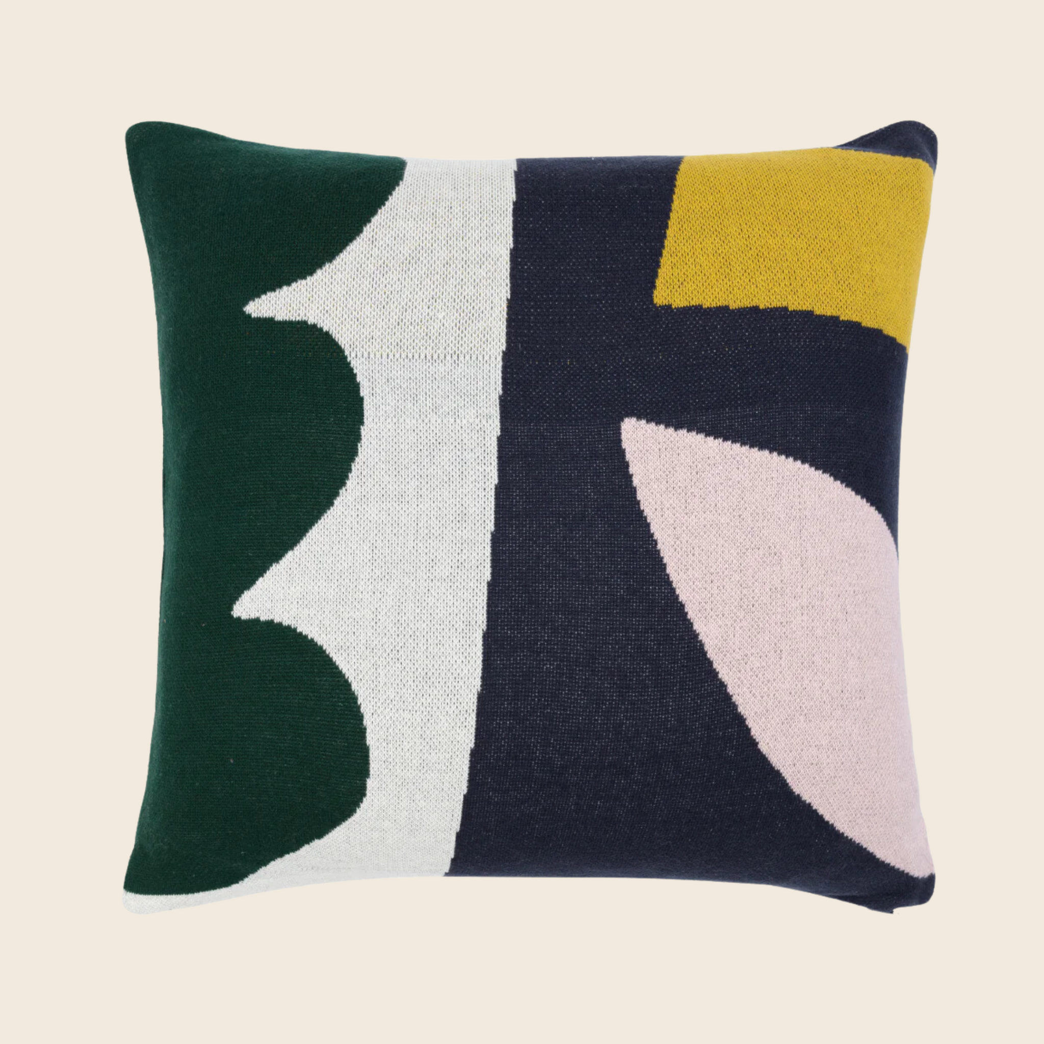 Orbi Cotton Knit Cushion | Navy and Green Mix