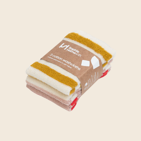 Striped Terry Washcloths | Red, Pink, Citrus