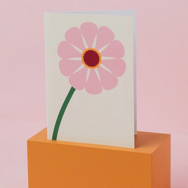 Pink Zinnia Flower Card