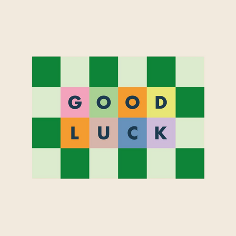 Good Luck Checkerboard Card