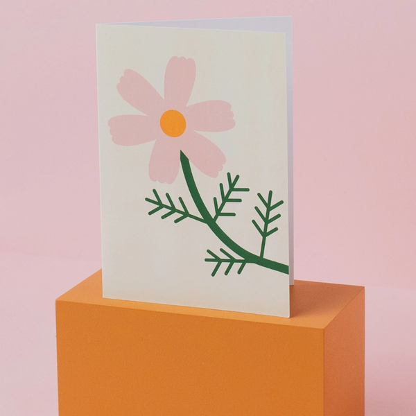 Pink Cosmos Flower Card
