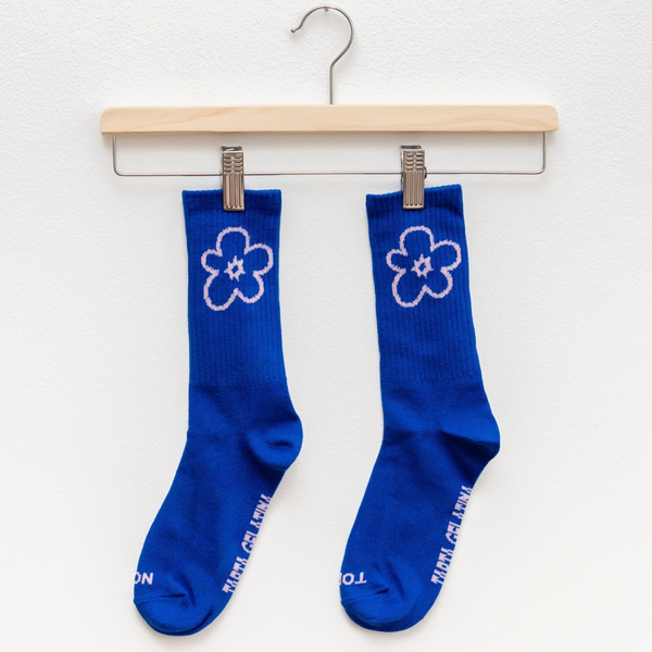 Not Today Flower Socks | Cobalt Blue