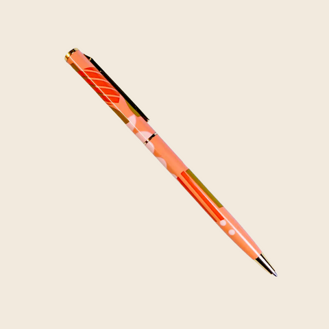 Spots and Stripes Print Gold Trimmed Pen