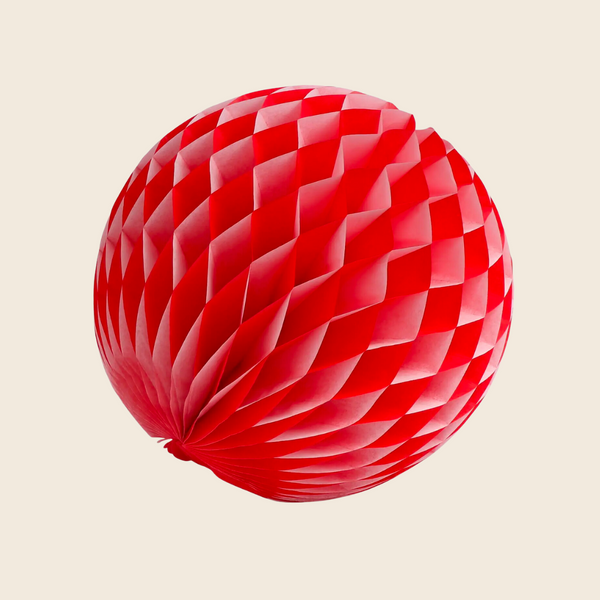 Honeycomb Paper Ball | Red and White