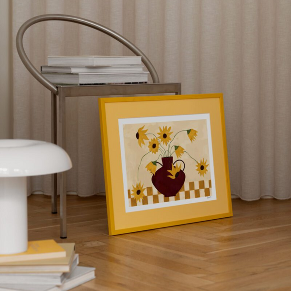 Sunflowers in a Burgundy Vase Print | 30x40cm