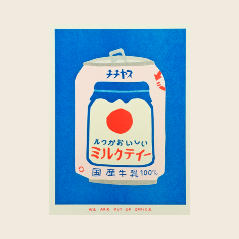 Can Of Japanese Milky Tea Risograph Print