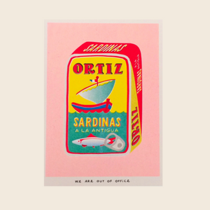 Can of Ortiz Sardines Risograph Print by We Are Out Of Office
