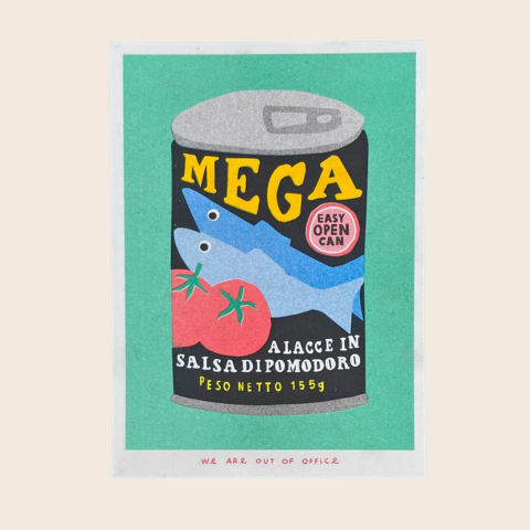 Can of Sardines Risograph Print by We Are Out Of Office