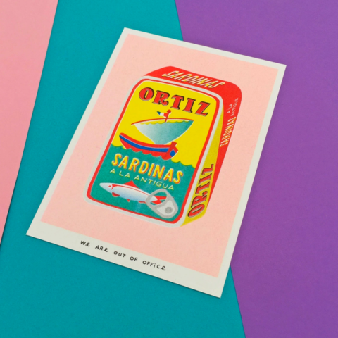 Can of Ortiz Sardines Risograph Print by We Are Out Of Office