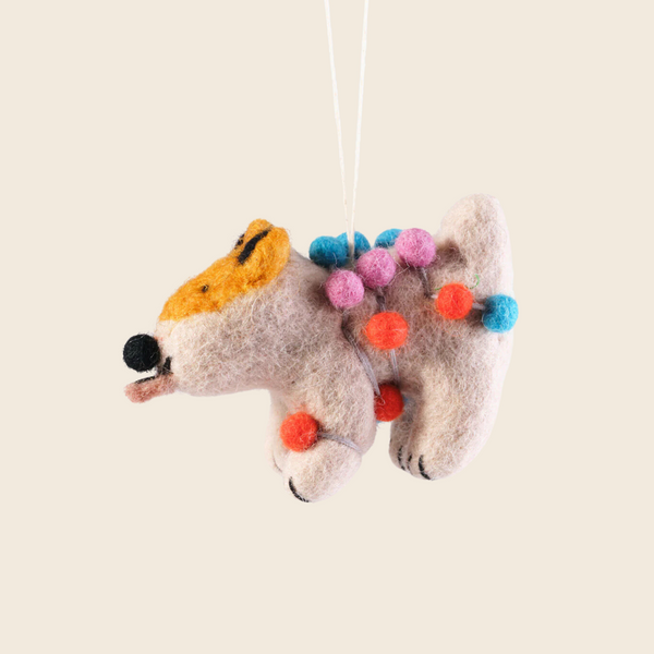 Needle Felted Willa Bauble Dog Decoration