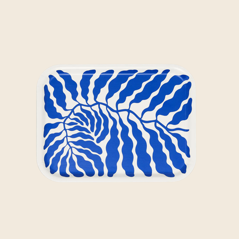 Small Blue Leaves Serving Tray