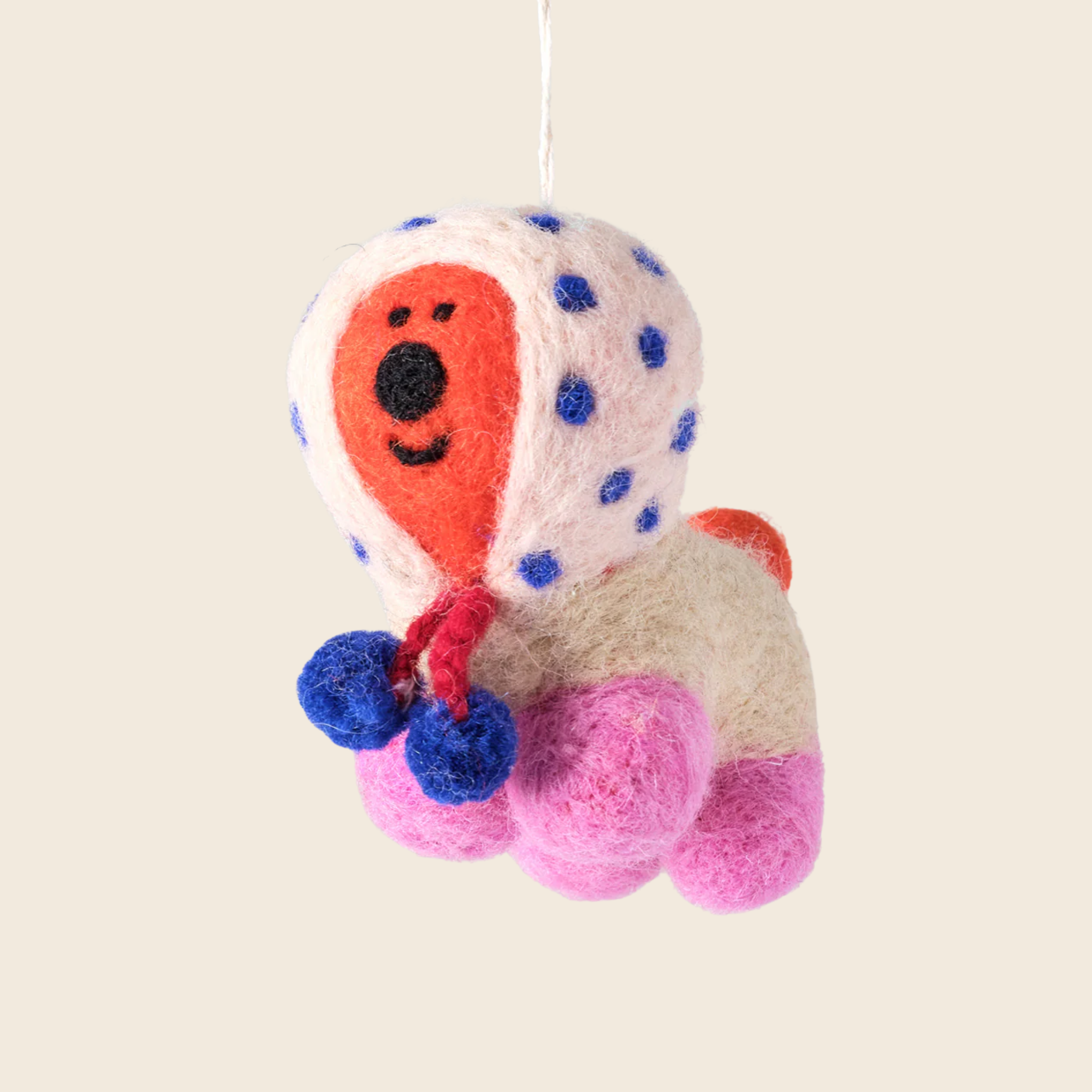 Needle Felted Pom Pom Dog Decoration