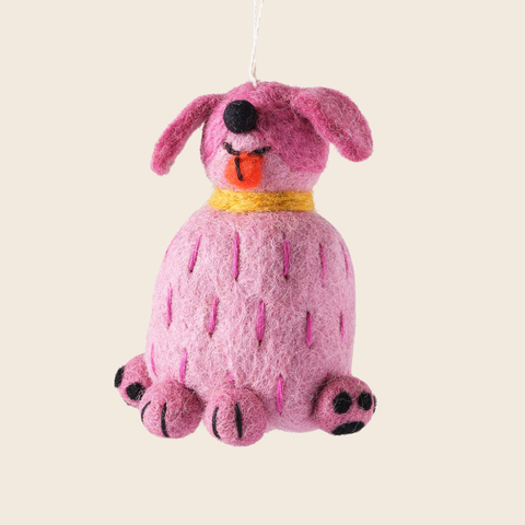 Needle Felted Tina Pink Dog Decoration