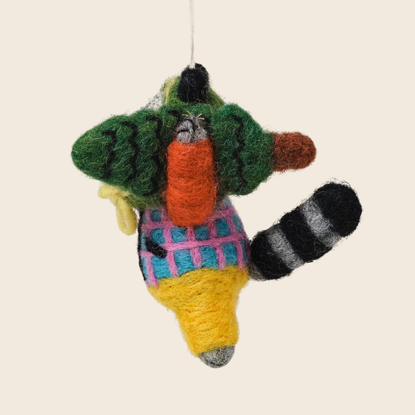 Needle Felted Raccoon Decoration