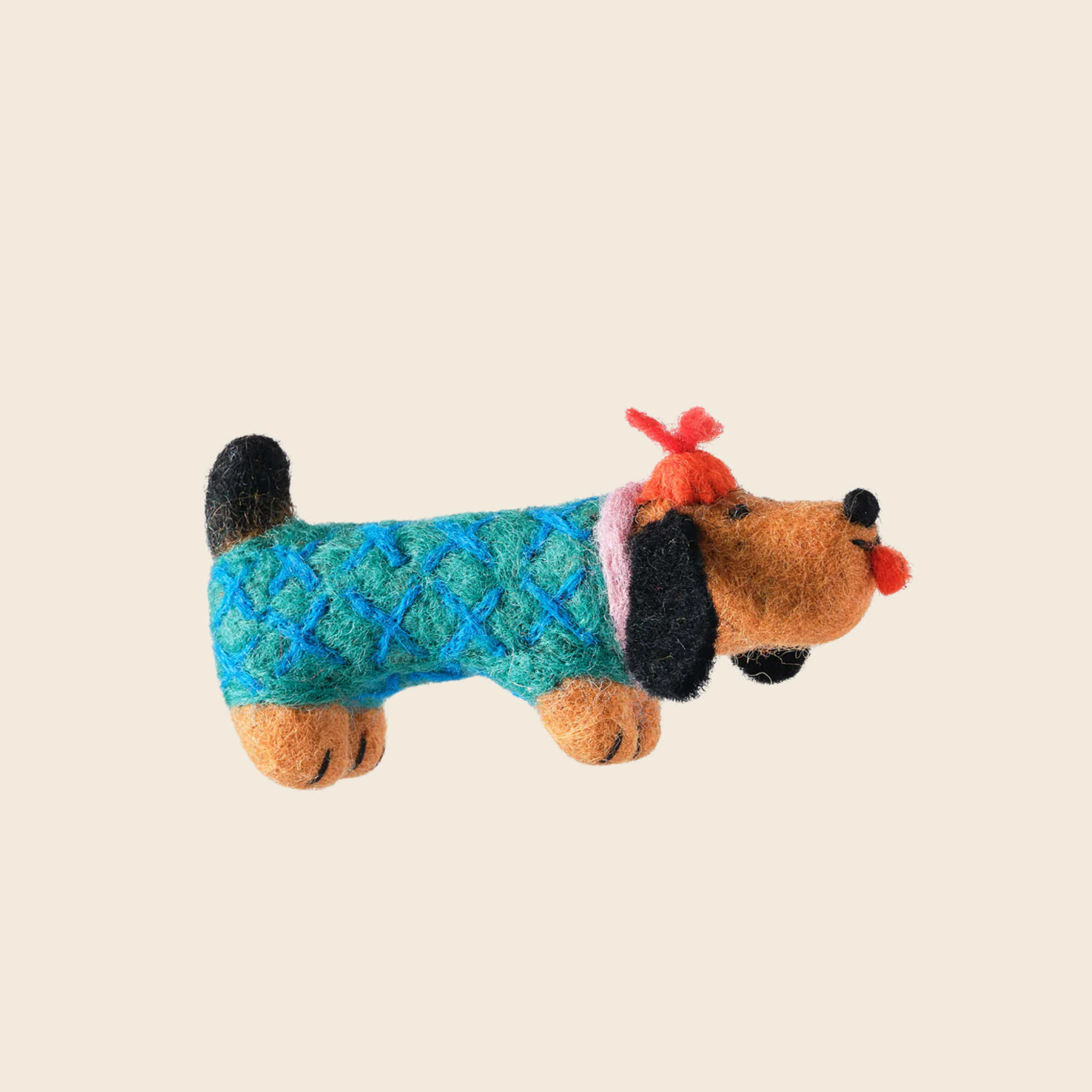 Needle Felted Sausage Dog Decoration